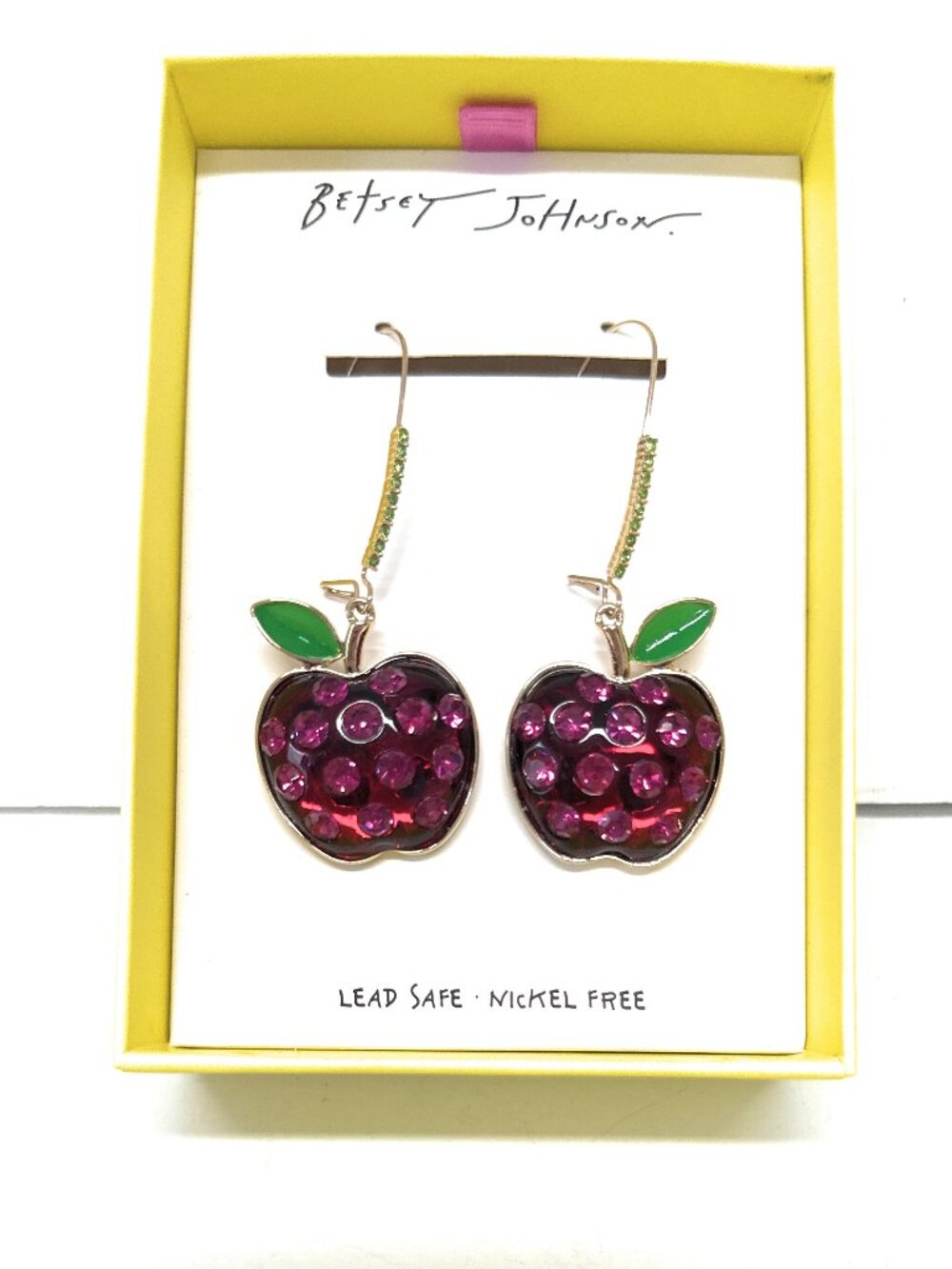 Betsey Johnson Large RED Apple ear rings, for pierced ears